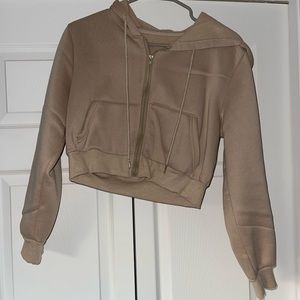 shein cropped tan hoodie